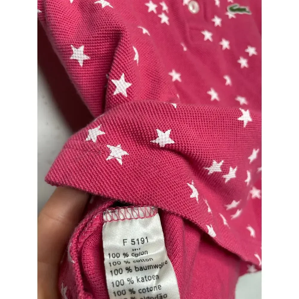 Lacoste Girls Pink Polo and White Stars Size 8